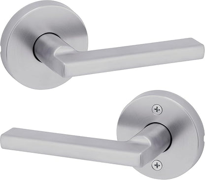 Kwikset Halifax Interior Passage Door Knob, Round Handle for Closet and Hallway Doors, Non-Locking Doorknob in Satin Chrome, with Microban Protection