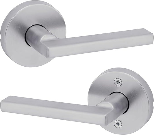 Kwikset Halifax Interior Passage Door Knob, Round Handle for Closet and Hallway Doors, Non-Locking Doorknob in Satin Chrome, with Microban Protection