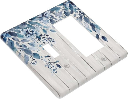 Eucalyptus Rustic Watercolor Plant Outlet Covers 1 Toggle 1 Rocker Combination Decorative Wall Plate Electrical Switch Plates Light Switch Cover Plate For Farmhouse Home Decor