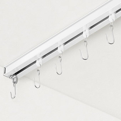 Curtain Track, Ceiling Curtain Track for Room Divider, Ceiling Mount Rail Set with Roller Hooks, White, 12ft - 18ft