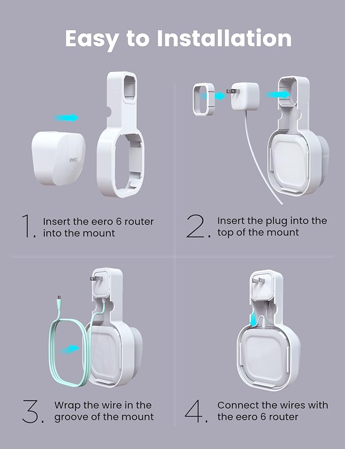 DG-Direct Wall Mount Holder for eero 6 and eero 6+ Router Mesh Wi-Fi System, No Messy Wires, The Outlet Wall Mount Holder for eero 6 Plus, Stand Bracket for eero 6 Extender Space Saving White