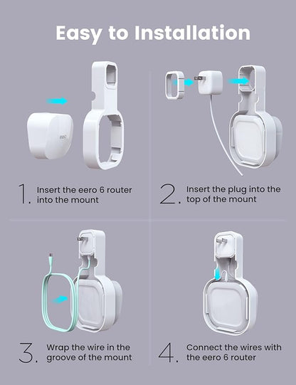DG-Direct Wall Mount Holder for eero 6 and eero 6+ Router Mesh Wi-Fi System, No Messy Wires, The Outlet Wall Mount Holder for eero 6 Plus, Stand Bracket for eero 6 Extender Space Saving White