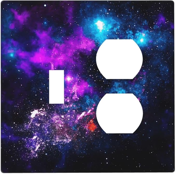 Outer Space Colorful Starry Sky Galaxy Planet Wallplates 1 Toggle 1 Duplex Switch Plate Electrical GFCI Faceplate Decorative Light Switch Covers for Bed Room Living Room Decor