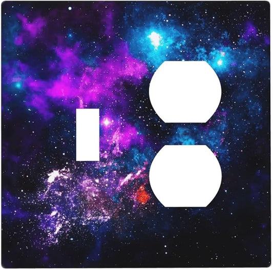 Outer Space Colorful Starry Sky Galaxy Planet Wallplates 1 Toggle 1 Duplex Switch Plate Electrical GFCI Faceplate Decorative Light Switch Covers for Bed Room Living Room Decor