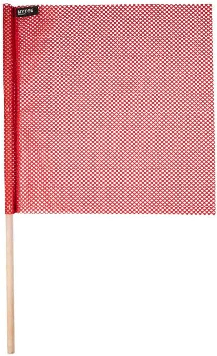 Mytee Products (8 Pack) 18"x18" Red Safety Flags for Truck Loads w/Dowel - DOT Compliant Jersey Mesh Warning Flags on Stick for Oversize Wide Load, Construction, Road Traffic, Pedestrian Signs