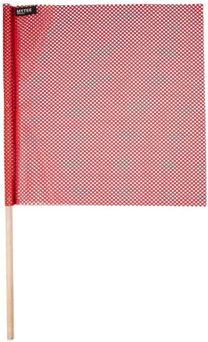 Mytee Products (16 Pack) 18"x18" Red Safety Flags for Truck Loads w/Dowel - DOT Compliant Jersey Mesh Warning Flags on Stick for Oversize Wide Load, Construction, Road Traffic, Pedestrian Signs