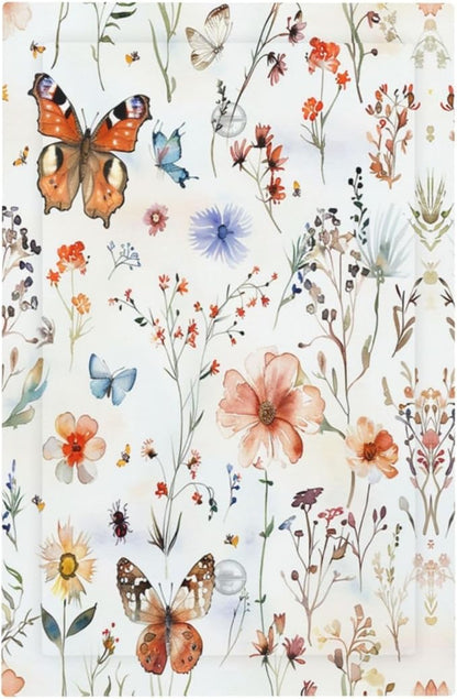 Light Switch Cover Plate Butterfly Floral Boho Multicolor Flower Leave 1 Gang No Device Blank Electrical Wall Plates Faceplate Decorative Switch Plate for Bed Room living Room Decor