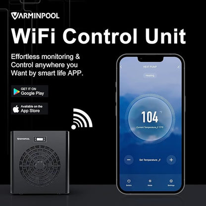 16000BTU Pool Heat Pump for Above Ground Pool, Electric Pool Heater for 5400 Gallons, WiFi Control, Smart Inverter, Titanium Heat Exchanger, 110V