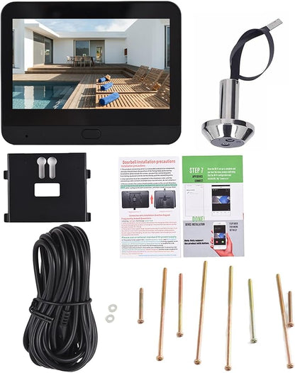 Smart Video Doorbell Camera, WiFi Door Peephole Camera with 4.3in Display Monitor, Tuya APP Wireless Digital Door Viewer, Smart Motion Detection, Night Vision, Rechargeable 5000Ah Battery