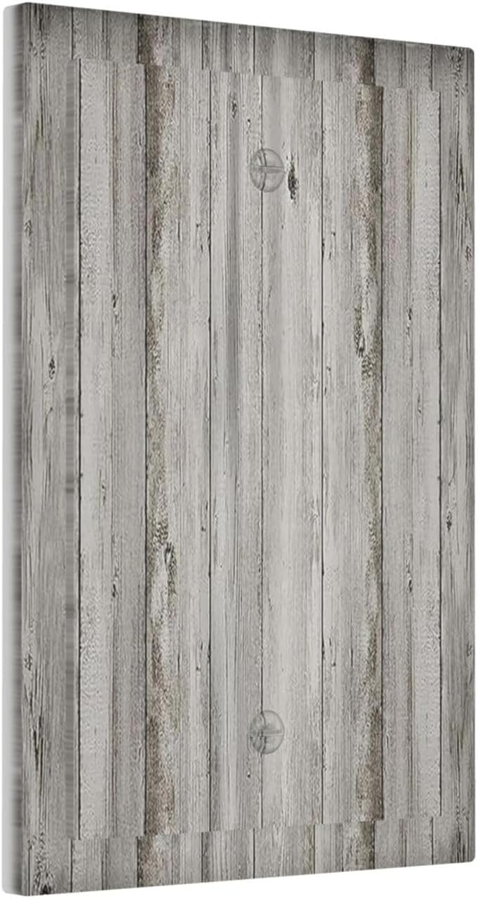 Light Switch Cover Plate Farmhouse Rustic Grey Barn Door Wood 1 Gang No Device Blank Electrical Wall Plates Faceplate Decorative Switch Plate for Bedroom Cabin Decor
