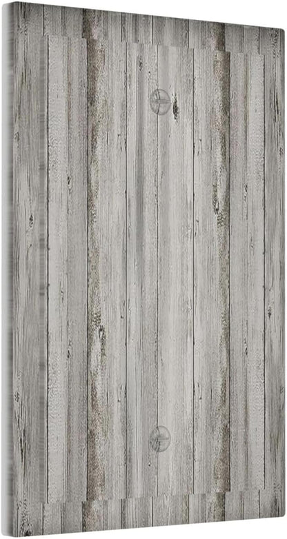 Light Switch Cover Plate Farmhouse Rustic Grey Barn Door Wood 1 Gang No Device Blank Electrical Wall Plates Faceplate Decorative Switch Plate for Bedroom Cabin Decor