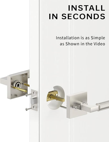 Asidrama 4 Pack Brushed Satin Nickel Passage Door Handles, Door Lever with Door Knobs Indoor for Bedroom or Bathroom, Heavy Duty Door Handles Interior with Locks for Left Right Sided Doors