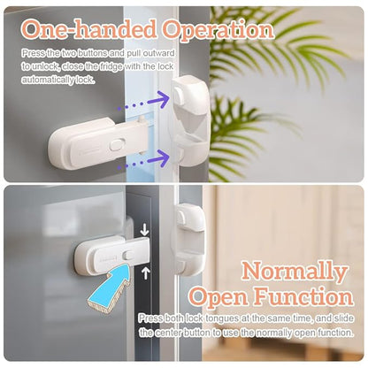 EUDEMON 1 Pack Updated Child Proof Refrigerator/Fridge/Freezer Door Lock Apply to Max 1"(25mm) Sealing Strip for Toddlers and Kids, no Tools Need or Drill (White)