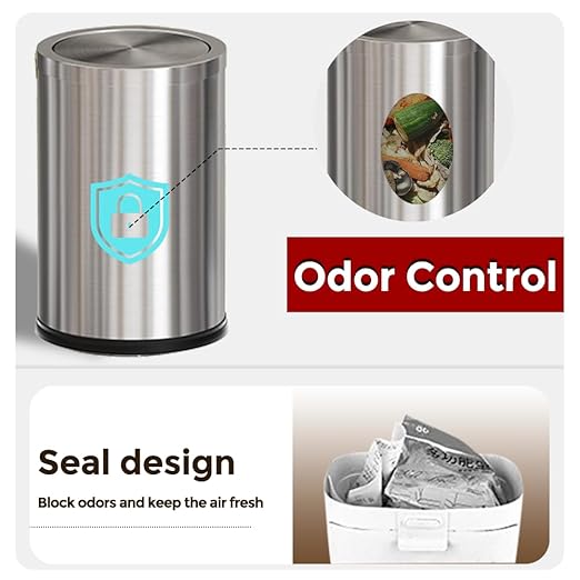 Stainless Steel Garbage Can with Lid,Small Bathroom Trash Can with Flipping Lid for Bathroom,Hotel,Office,Laundry【Perfect Christmas Gift】(Sliver)