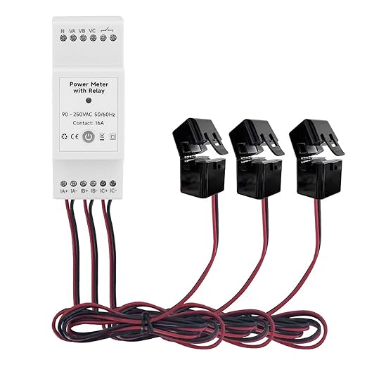 3 Phase Power Meter Smart Energy Monitor, Real Time Voltage, Current Tracker, Wi Fi, Bluetooth, Solar Energy Usage Analyzer for Home Energy Management