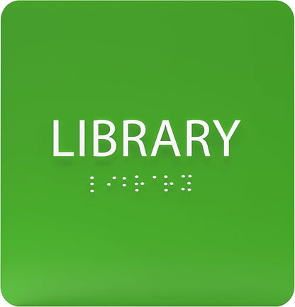 6" X6" Library Sign - ADA Compliant Tactile Graphics Grade 2 Braille Text Acrylic Wall Sign - Quiet zone, Information Convey, Group Study Room Door Signs for Office, School, Home