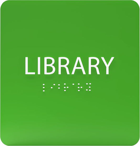 6" X6" Library Sign - ADA Compliant Tactile Graphics Grade 2 Braille Text Acrylic Wall Sign - Quiet zone, Information Convey, Group Study Room Door Signs for Office, School, Home