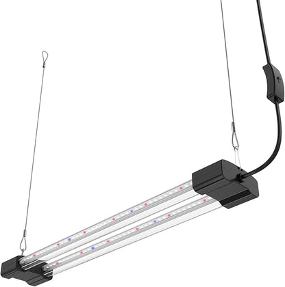 DYMOND BoostGro LED Seed Starter Grow Light Full Spectrum Linkable 5000k Daylight + 660nm Red + 450nm Blue Indoor Plant Lighting Fixture (2 FT, Black)