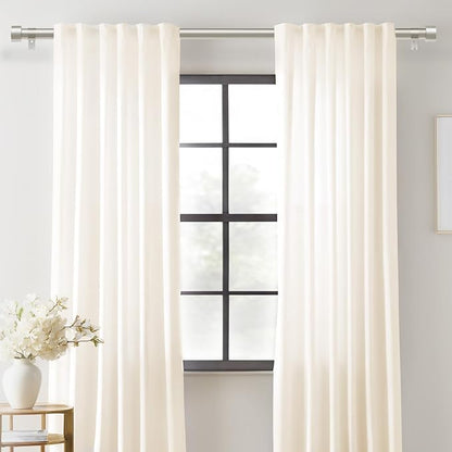 2 Pack Curtain Rods for Windows 66 to 120 Inch(5.5-10ft), 1 Inch Brushed Nickel Curtain Rods Set, Adjustable Extra Long Curtain Rod, Heavy Duty Outdoor Drapery Rods for Patio, Size 32"- 120"
