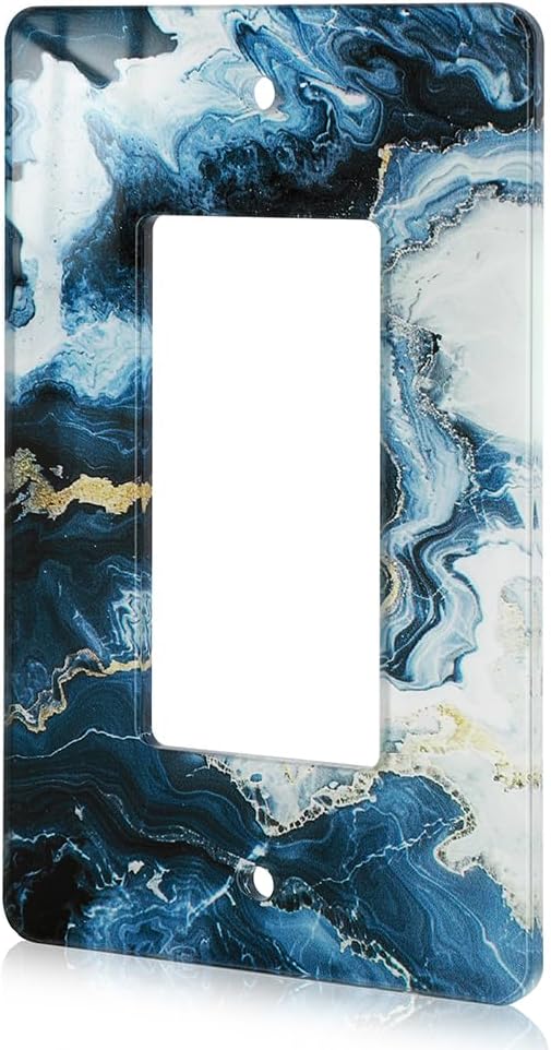 Art Light Switch Covers Luxurious Blue and Gold Marble Acrylic Switch Light Cover Switch Light Cover Durable Decorative Outlet Covers Switch Plates And Outlet Covers