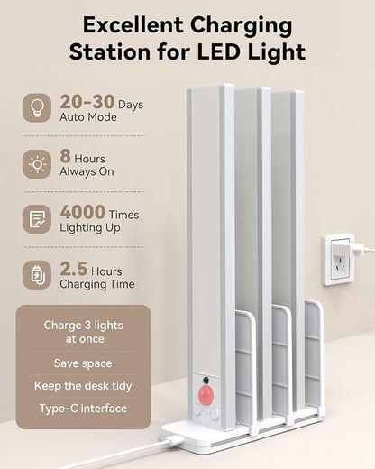 Under Cabinet Lighting Wireless with Remote, Rechargeable Under Cabinet Lights with Charging Station, 14 Inch Motion Sensor Light Indoor, 3 Color Temps & Dimmable for Kitchen, Closet, Hallway, 3-Pack