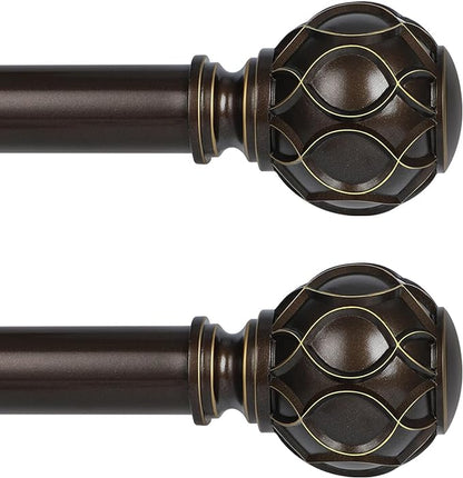 Bronze Farmhouse Curtain Rods for Windows:Heavy Duty Adjustable Curtain Rod for Bedroom Living Room,Boho Decorative Rustic Drapery Rods with Vintage Coastal Finial,Antique Bronze 2 Pack 18-45"