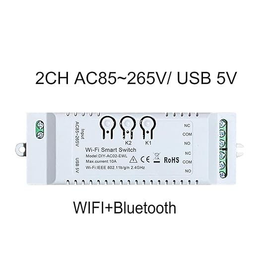 6X 2CH WiFi Smart Switch DIY APP 85-265V USB 5V 2.4G WiFi Home Automation Module for Home