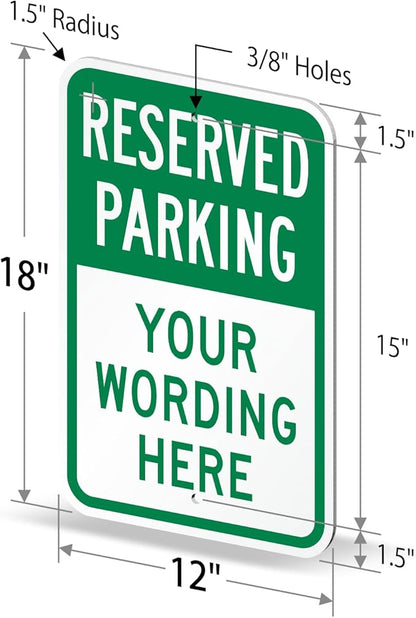 SmartSign "Reserved Parking, Your Text" Custom Sign | 12" x 18" Aluminum, Made in USA