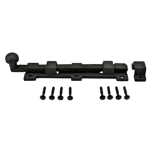 Renovators Supply Manufacturing Slide Bolt Latch 8 3/4 in. Black Wrought Iron Ball Tip Style Slide Bolt with Mounting Hardware Pack of 3