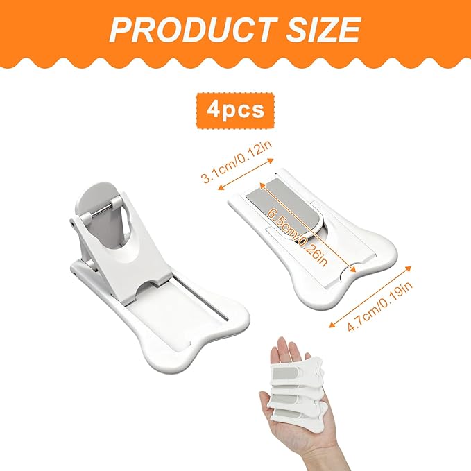 4-Pack Sliding Closet Door Lock, Child Safety Locks for Sliding Glass Doors Window Closets and Cabinets, No-Tool Installation Baby Proof Accessories for Kids Safety White