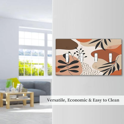 Light Switch Covers Boho Botanical Orange Green Beige Minimalist Quad Toggle Electrical Faceplate 4 Gang Wall Plate Decorative Switch Plates for Bedroom living Room Decor