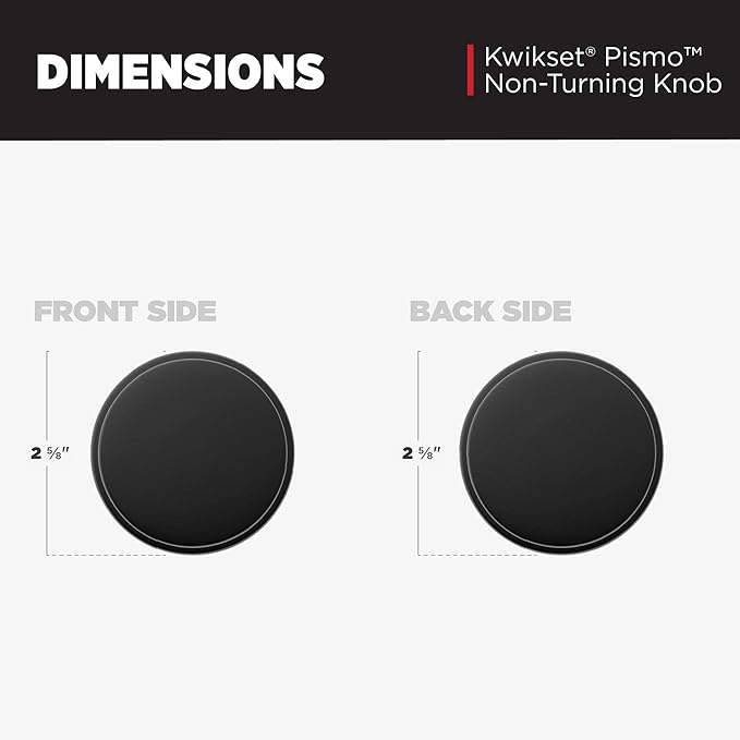 Kwikset Pismo Dummy Door Knob, Single Sided Handle for Closets, French Double Doors, and Pantry, Matte Black Non-Turning Interior Push/Pull Door Knob, with Microban Protection