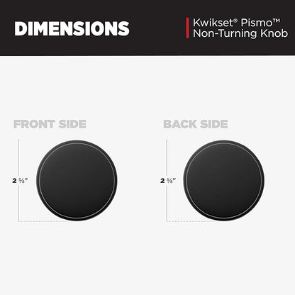 Kwikset Pismo Dummy Door Knob, Single Sided Handle for Closets, French Double Doors, and Pantry, Matte Black Non-Turning Interior Push/Pull Door Knob, with Microban Protection