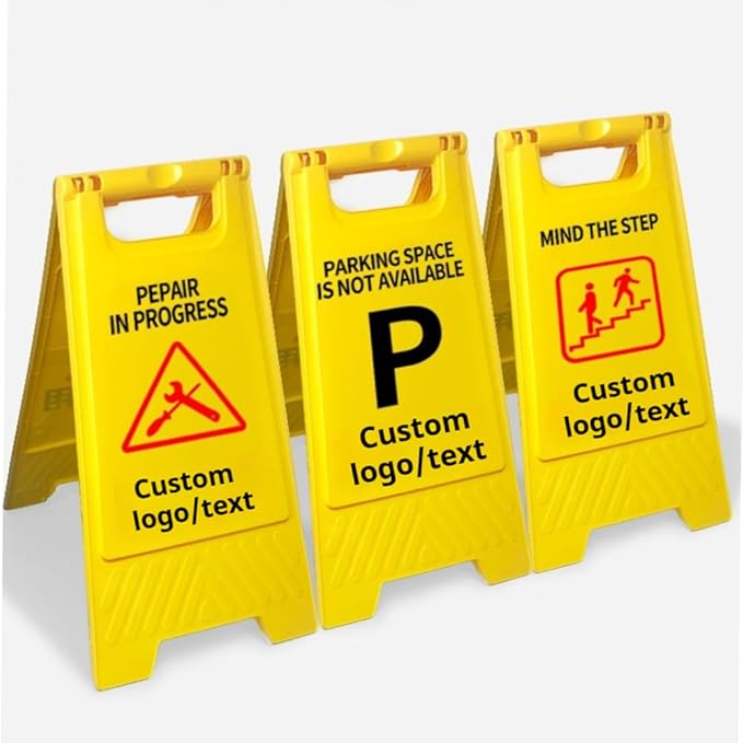30 Pack Custom No Parking Sign - Personalized Portable Folding Board with Reflective, Writable Surface for Commercial Use (Black)