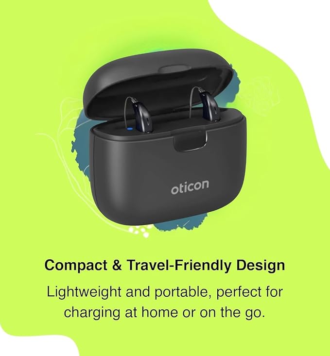 Smart Rechargeable Hearing-Aid Charger with Auto Shut-Off & LED Status Indicators – Fast, Cord-Free Docking Station for Two Devices