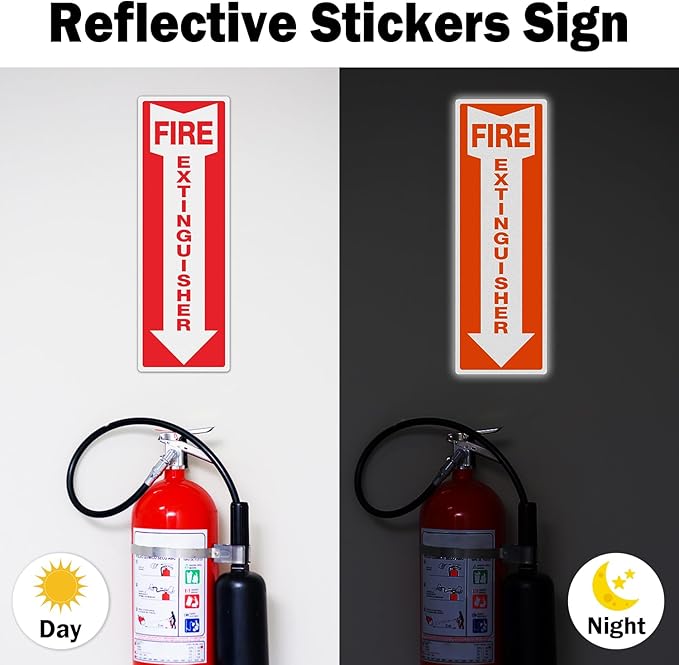 T&R Fire Extinguisher Inside Sign Stickers - 24 Pack - 12x4 inches Reflective Label, UV resistant, waterproof, fade and scratch resistant, suitable for indoor and outdoor