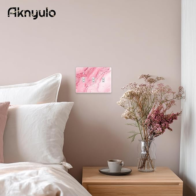 Abstract Pink Marble Design Acrylic Wall Plate Cover Switch Plate Cover Light Switch Cover Switch Cover Decorative 3 Gang Toggle Outlet Covers Switch Cover