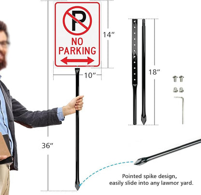 GicnKeuz Large No Parking - 14"x10" No Parking Signs with 36" Heavy Duty Metal Stakes, .040 Aluminum Reflective Signs, Fade Resistant/Waterproof, Including Screws, Easy to Install, Outdoor Use (1 Pack)
