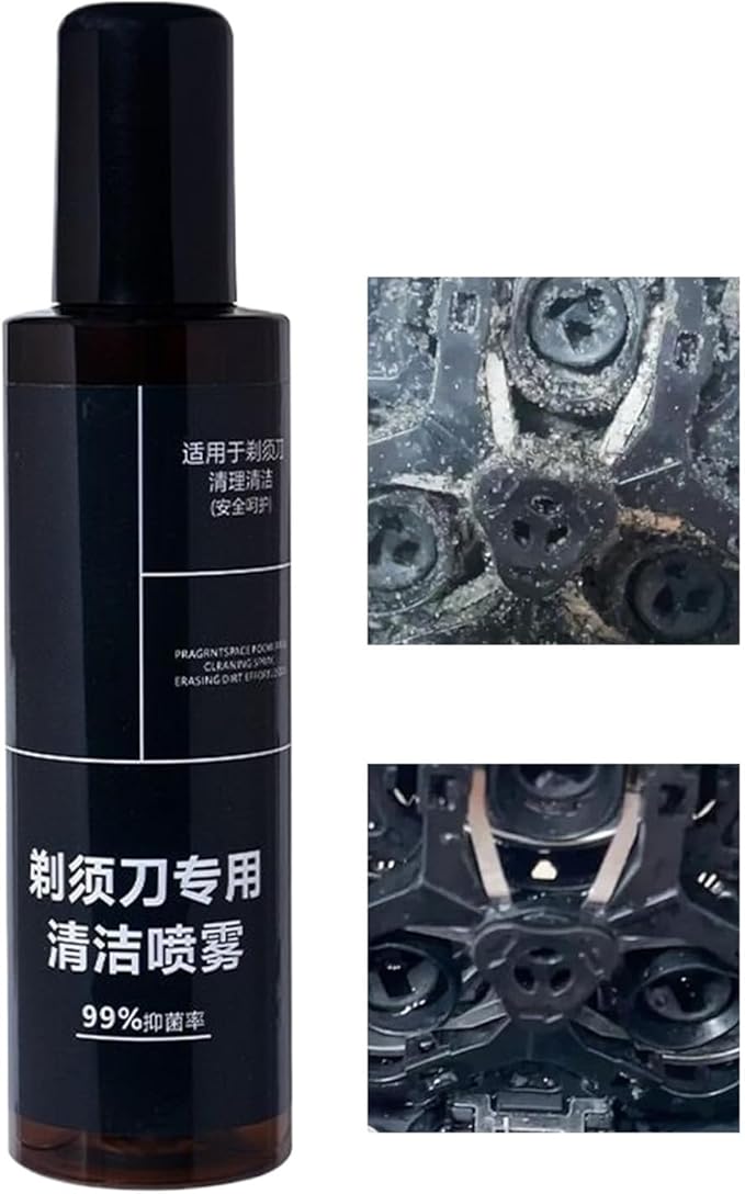 Electric Razor Cleaner- 200ml Shaver Cleaning Solution, Convenient Electric Shaver Blade Cleaner Spray | Portable Professional Cleaning Liquid Solution For Barbershop Home Men Hygiene Maintenance