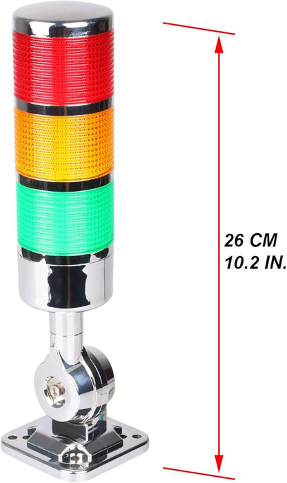 12-24V LED Stack Tower Lights, Industrial Warning Lights, Andon Lights, Column Signal Tower Indicator Lamp Beacon, Continuous/Flashing Light Switchable, 3 Layer (Without Buzzer)