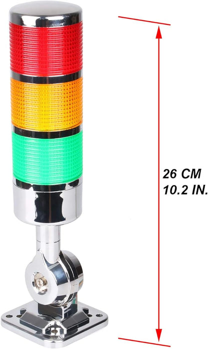 110V to 220V LED Stack Tower Lights, Industrial Warning Lights, Andon Lights, Column Signal Tower Indicator Lamp Beacon, Continuous/Flashing Light Switchable, 3 Layer (with Buzzer)
