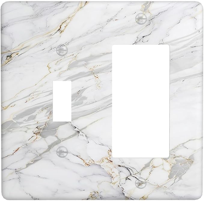 Outlet Covers Gray Gold Marble Abstract Modern Luxury 1 Toggle 1 Rocker Combo Light Switch Cover Plate Decorative Switch Plate Covers Electrical Wall Plate for Bedroom Home Decor