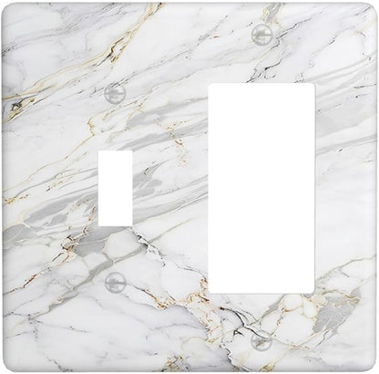 Outlet Covers Gray Gold Marble Abstract Modern Luxury 1 Toggle 1 Rocker Combo Light Switch Cover Plate Decorative Switch Plate Covers Electrical Wall Plate for Bedroom Home Decor