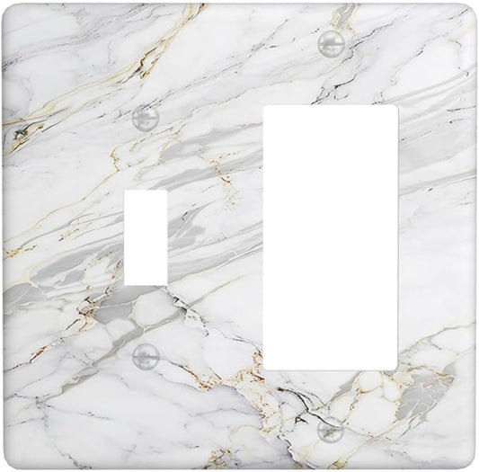 Outlet Covers Gray Gold Marble Abstract Modern Luxury 1 Toggle 1 Rocker Combo Light Switch Cover Plate Decorative Switch Plate Covers Electrical Wall Plate for Bedroom Home Decor