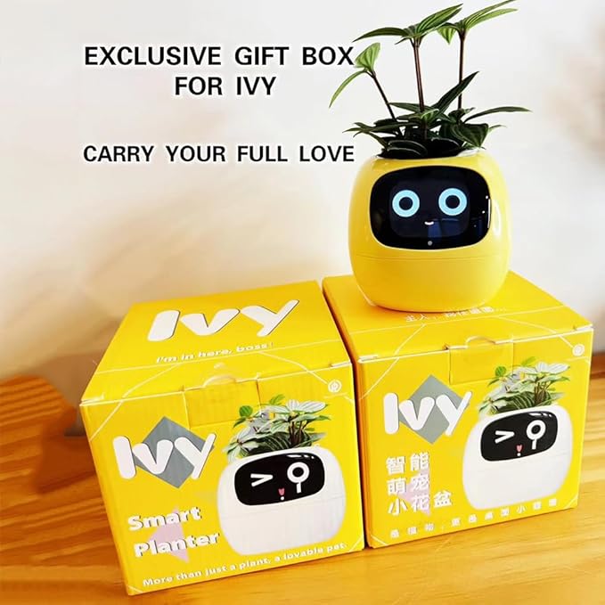 Intelligent Flower Pot, Electronic Bud, Maintenance Plant Assistant, Fun Interactive Flower Pot, Indoor Green Planting Monitoring, LCD Screen Display, Cell Phone APP Connection (Green)