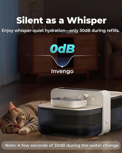 No-Filter Wireless Cat Water Fountain, 3.5L Stainless Steel Pet Fountain for Cats & Dogs – Wastewater Separation, Auto Refill, Ultra-Quiet 3000mAh Battery, Indoor Smart Water Dispenser