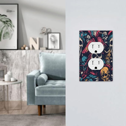 Outlet Covers Pirate Colourful Skeleton Red Hat 1 Gang Duplex Light Switch Cover Decorative Switch Plates Electrical Receptacle Faceplate Wall Plate For Farmhouse Cabin Decor