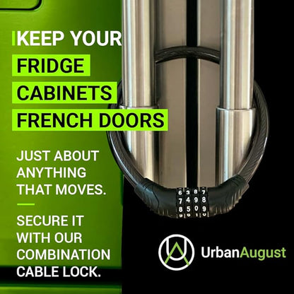 Urban August Fridge Lock: Multi-Functional Cable Combination Lock, for French-Door Refrigerators and Cabinets. Great Fridge Lock for Children or Adults (Two)