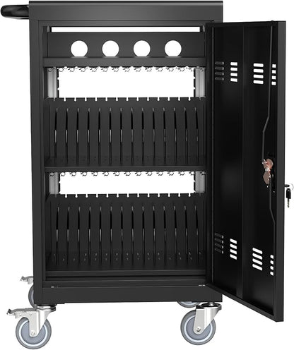 Laptop Charging Cart, 32 Charging Ports Laptop Storage Cart, 30-Bay Mobile Charging Cabinet for iPads up to 16.3", Chromebook Devices, Cord Management, Access Lock.School,Business.Black