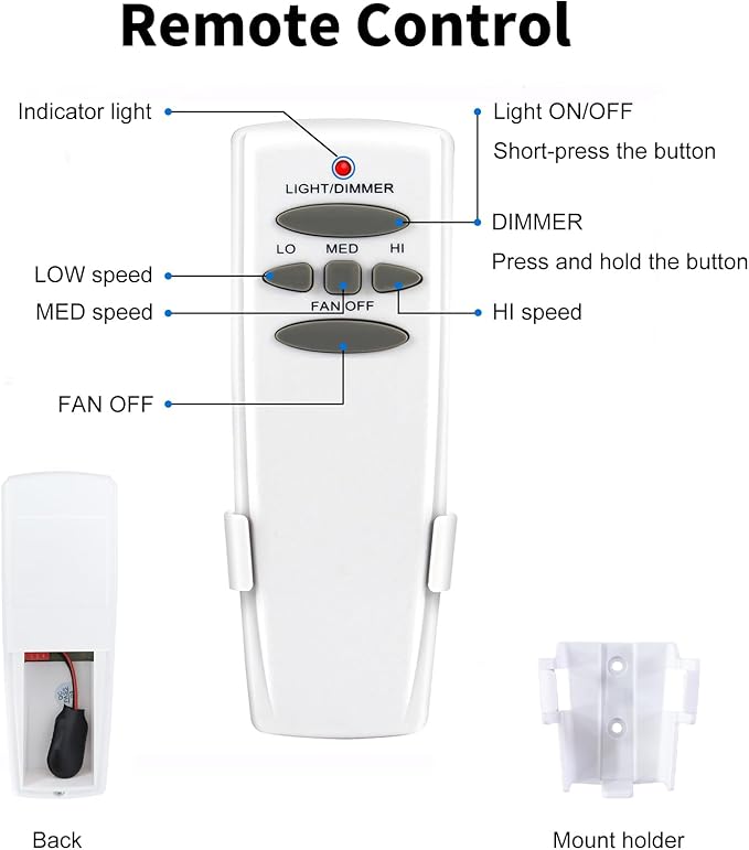 Ceiling Fan Remote Control Kit, Universal Ceiling Fan Remote Control and Light Switch, Ceiling Fan Wall Switch UC9050T, Fan Remote Control Kit Compatible with Hampton Bay Harbor Breeze Hunter